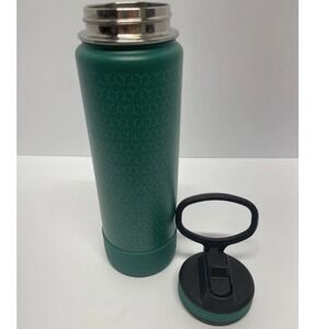 ThermoFlask 24oz Insulated Stainless Steel Water Bottle Green Geometric Pattern